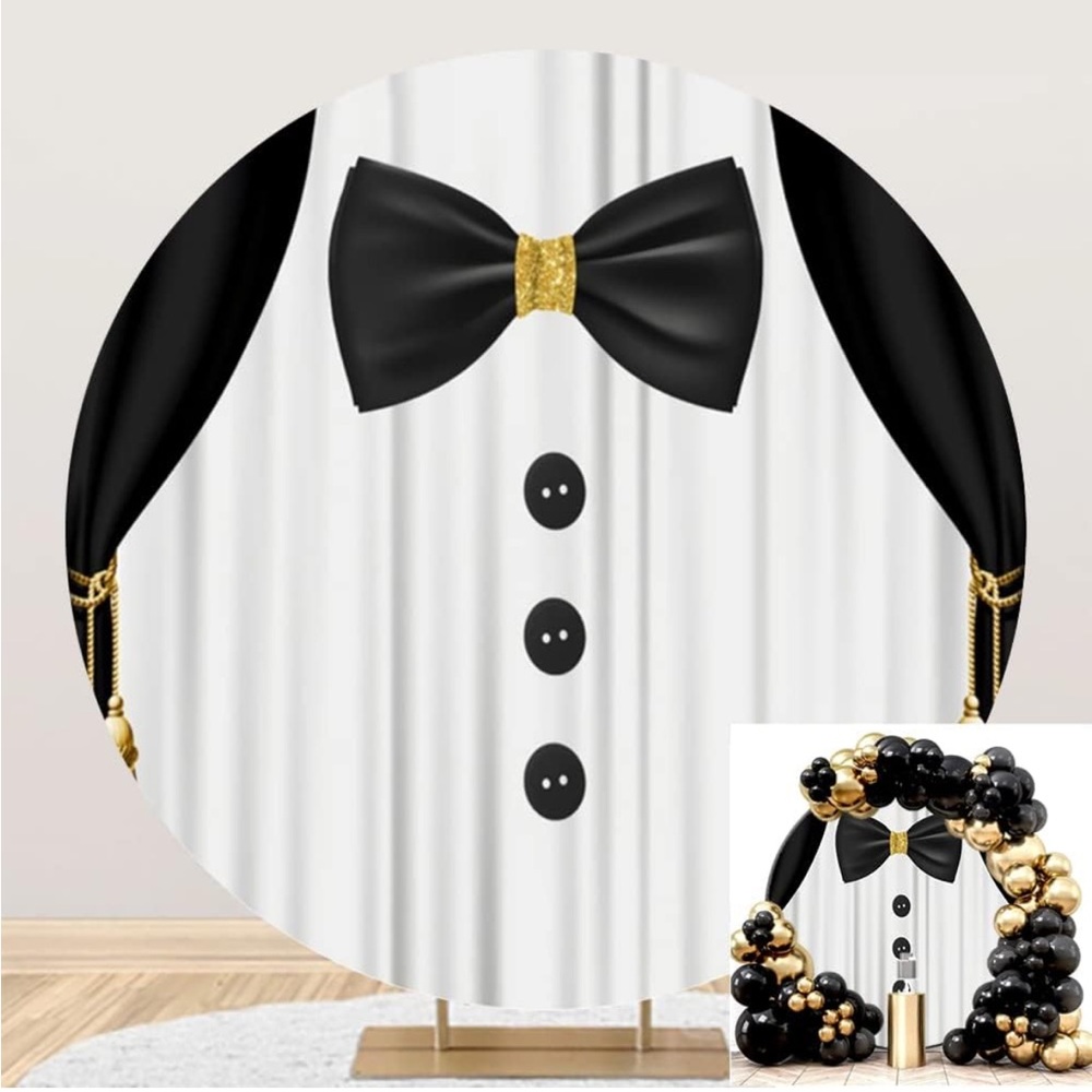 Elegant Black and Gold Tuxedo Party Backdrop